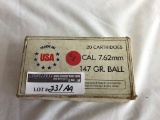 Made in USA 7.62mm Cal. 147 Gr. Ball Rifle Bullets