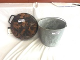 Galvanized Bucket With Camo Spinning Seat Cusion
