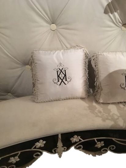 Monogram Pillow From Kim Kardashian Wedding