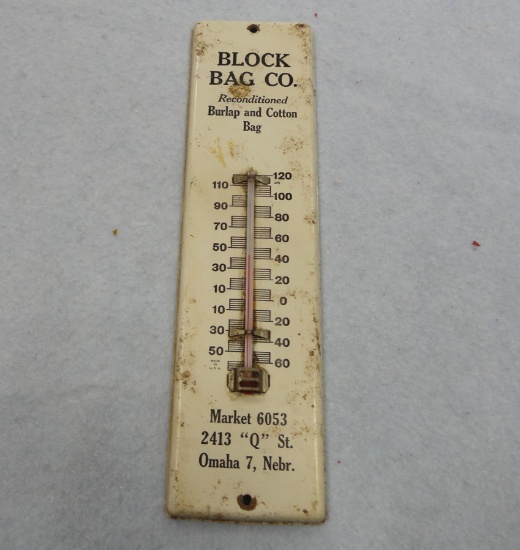 Block Bag Stockyards Thermometer 12” H