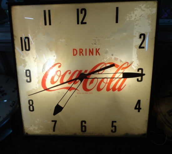 Coca-Cola Pam Lighted Clock 15.5” Sq.