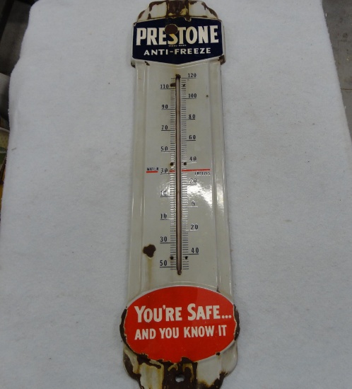 Prestone Anti-Freeze Porcelain Thermometer 37” H