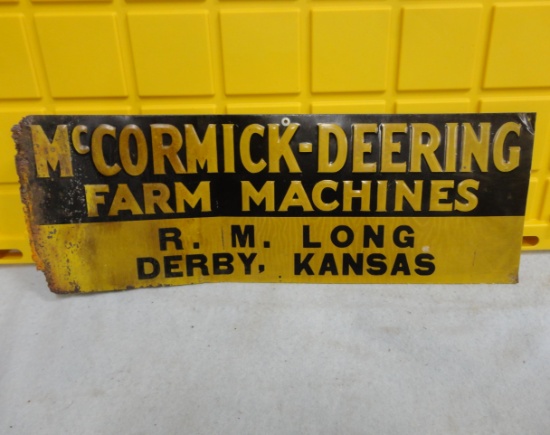 McCormick-Deering Farm Machines R.M. Long Derby KS Sign 28” W