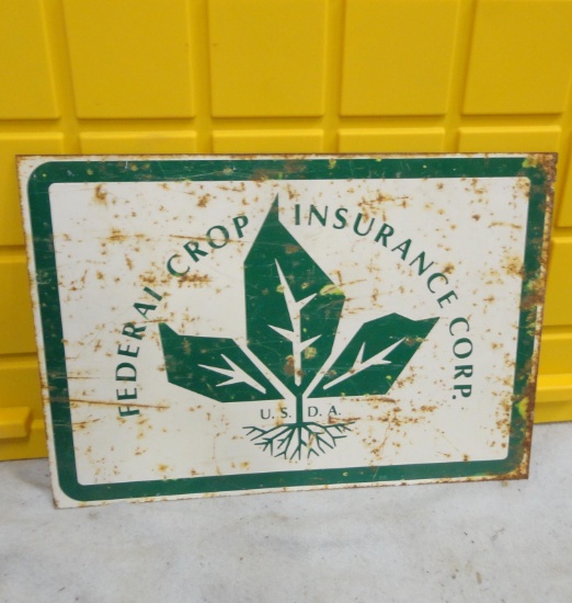 Federal Crop Insurance Corp. U.S.D.A. 2 Sided Sign 20” W