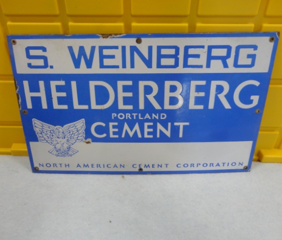 S. Weinberg Helderberg Portland Cement Porcelain Sign 20” W