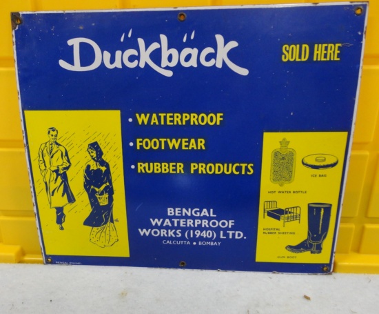 Duckback Bengal Waterproof Works Porcelain Sign 18”