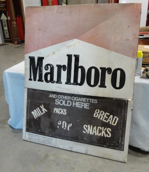 Marlboro Cigarettes Sold Here 2 Sided Sign 46” W X 59” H