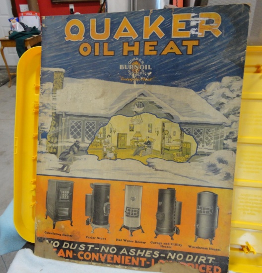 Quaker Oil Heat Cardboard Sign 28” H