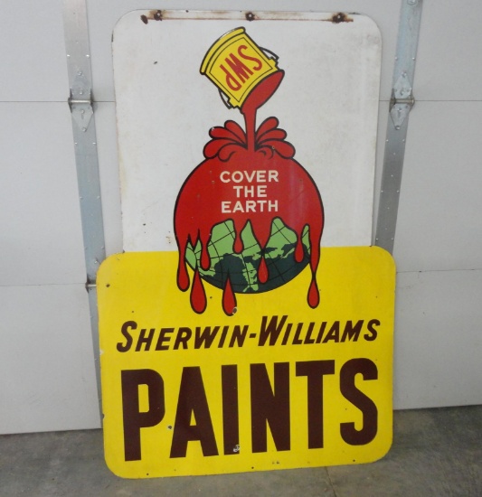 Sherwin-Williams Paints 2 Sided Porcelain Sign 40” W X 60” H