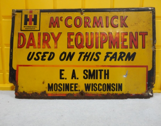 IH McCormick Dairy Equipment S.A. Smith Mosinee WI Farm Sign 23” W X 15” H