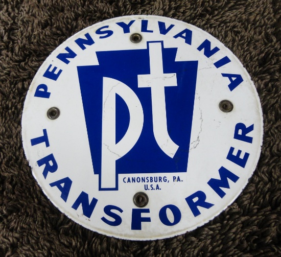 Pennsylvania Transformer Porcelain Sign 12” Rd.