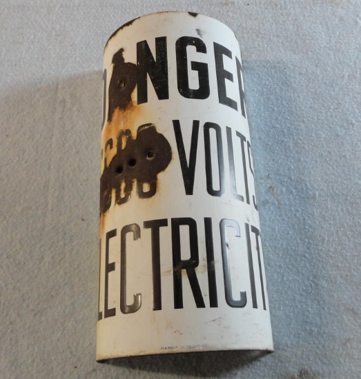 Electricity Danger Porcelain Pole Sign 18” H