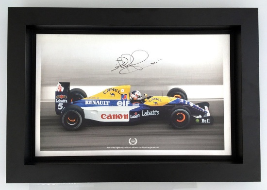 Nigel Mansell CBE signed metal print.