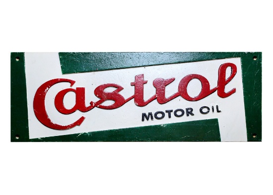 'Castrol Motor Oil'.  Cast Iron Sign.