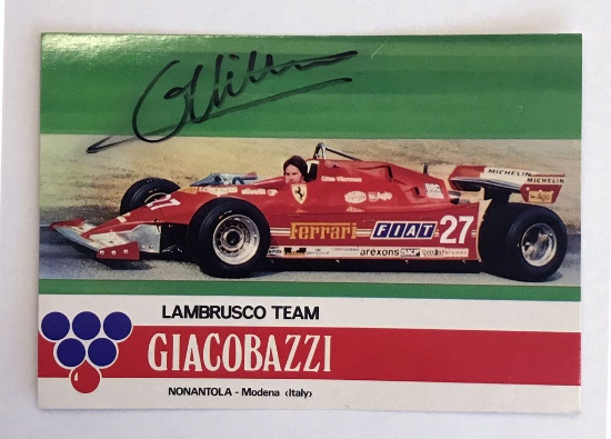 1981 signed Gilles Villeneuve Giacobazzi postcard