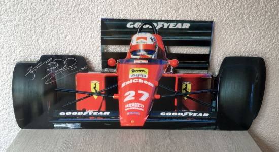 Nigel Mansell signed Ferrari F1-89, Metal Cut-out