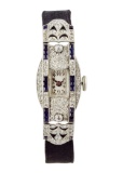 c.1925 Platinum Diamond and Sapphire Cocktail Watch