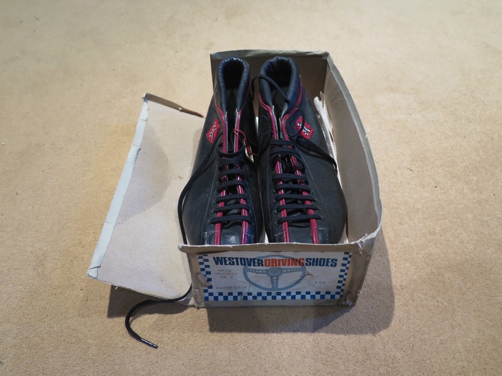 Rare, unused period race boots.