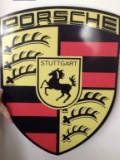 Porsche themed shield advertising sign