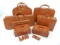 Complete Ferrari Testarossa six-piece Schedoni leather luggage set