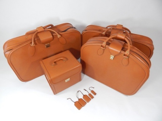 Complete Ferrari 456 four-piece Schedoni leather luggage set