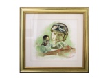 Fangio and a Maserati. Original watercolour by Craig Warwick