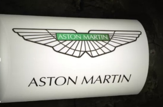 Contemporary Aston Martin-themed illuminated wall sign