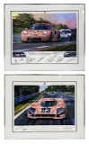 Two multi-signed Nicholas Watts prints of Porsche at Le Mans