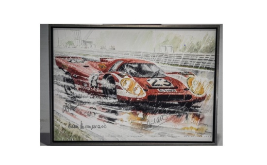 Painting of Porsche 917 at Le Mans in 1970 by Uli Ehret