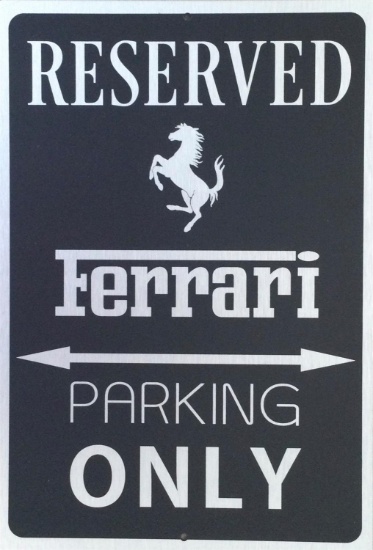 A Contemporary Aluminium Composite Wall Sign, ‘Reserved Ferrari Parking Only’