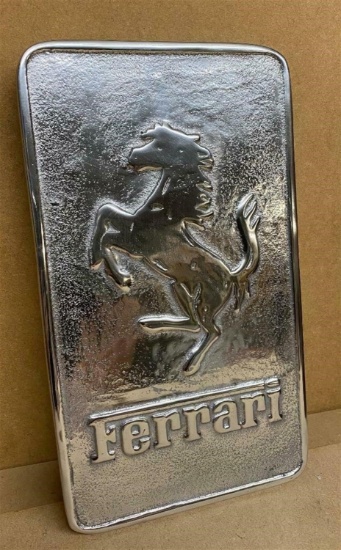A Polished Rough-Cast Aluminium Ferrari-Themed Wall Sign