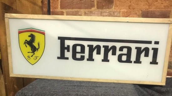 A Classic Ferrari-Themed Illuminated Sign