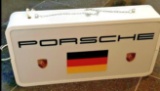 A Very Rare and Original Eighties Porsche Dealership Illuminated Hanging Aluminium Box Sign