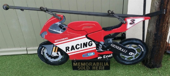 Hand-Painted Ducati Shop Sign and Bracket/Wall Art*