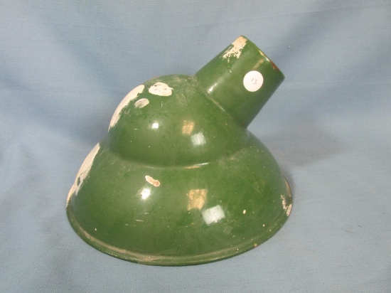 Vintage Green & White Enamel Light Shape – 9 7/8”Dia – Has some chipping and has white paint in spot