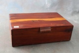 Cedar Wood Dovetailed Box with Old Playing & Advertising Cards Ashtray & Box