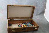 Old BAJA Barnett & Jaffe Suitcase with 60 plus old marbles from estate