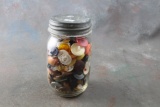 Kerr Self-Sealing 1 Pint Fruit Jar w/Zinc Lid Full of Vintage Buttons