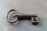 Antique Forged Steel Key Very Heavy and Old with Cross Design Jail, Church?