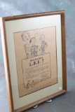 Vintage Framed & Matted  REDDY KILOWATT Advertising Sign