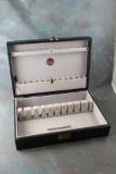 Vintage NAKEN'S Silverware Chest - Black Wood with Brass Accents Lined