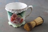 Vintage R.S. Prussia Red Mark Shaving Mug with Klenzo Shaving Brush