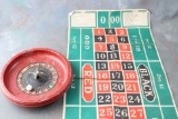 Antique Cast Metal Roulette Wheel Game with Table Rules Sheet