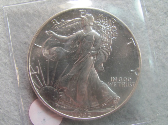 1992 Silver Eagle One Dollar Coin - 99.9% pure silver