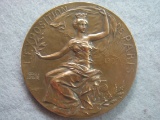 French bronze art nouveau medal “L'Exposition De Paris” 1900 by George Lemaire