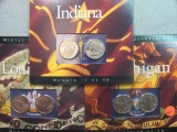 US Minted State Quarters - Michigan, Louisiana & Indiana - In original sleeve from US Mint