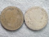 1904-0 & 1909-S Barber Quarters - 90% Silver