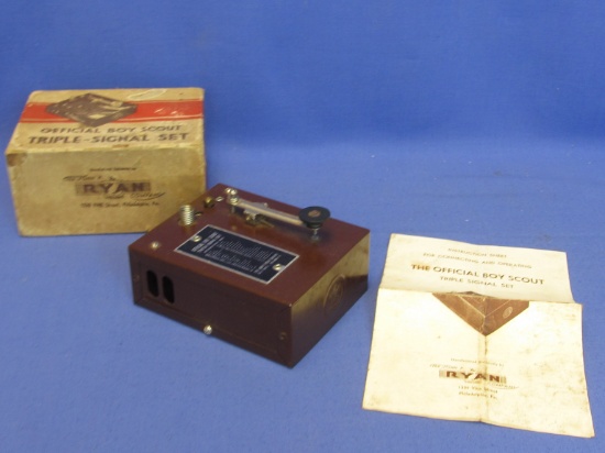 1933 Vintage Official Boy Scout Triple Signal Set w/ Box and Manual John P Ryan