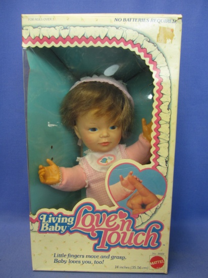 1981 Living Baby Love N Touch 14” – Mattel – No batteries required – Squeeze the tummy, fingers move