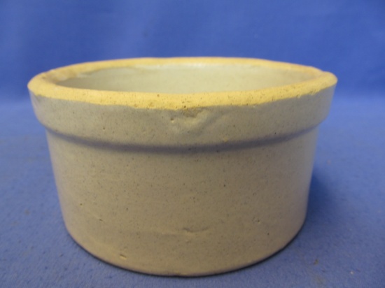 Vintage Stoneware: “Small Butter Jar” – Measures Appx 4 1/4” inside DIA  (5 1/4” outside DIA) X 2 1/